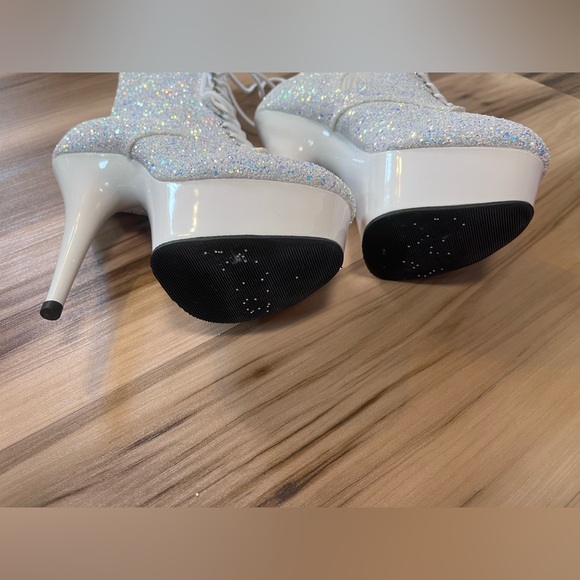 Pleaser Neon White Multi Glitter Sexy Platform Shoes 7” Womens Size 8 US - Picture 7 of 10